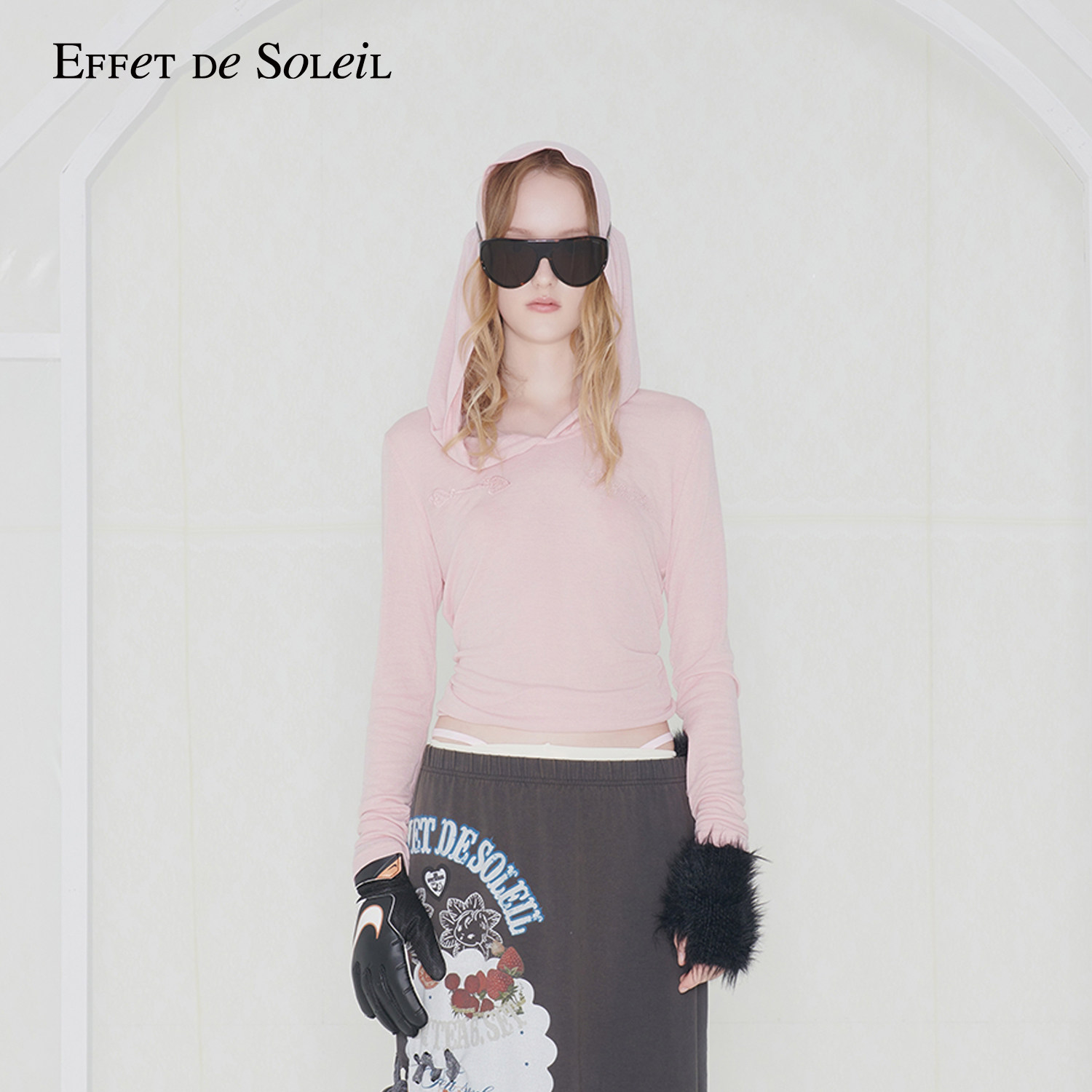 Effet de Soleil简约连帽长袖T恤上衣打底衫女装新品