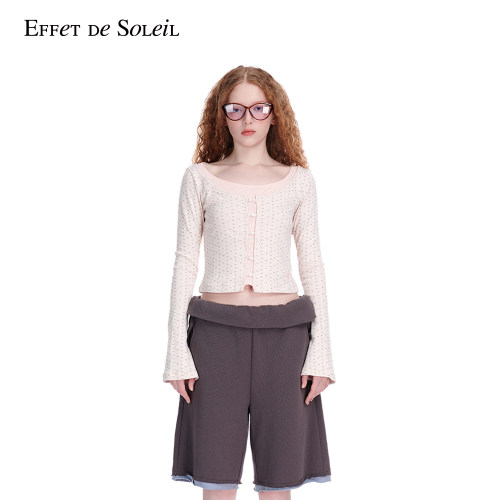 Effet de Soleil假两件碎花波点长袖T恤上衣女装新品26春