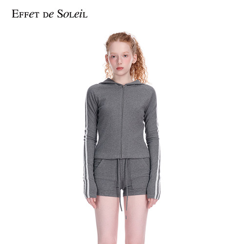 【黄圣依明星同款】Effet de Soleil条纹连帽外套短上衣女新品26