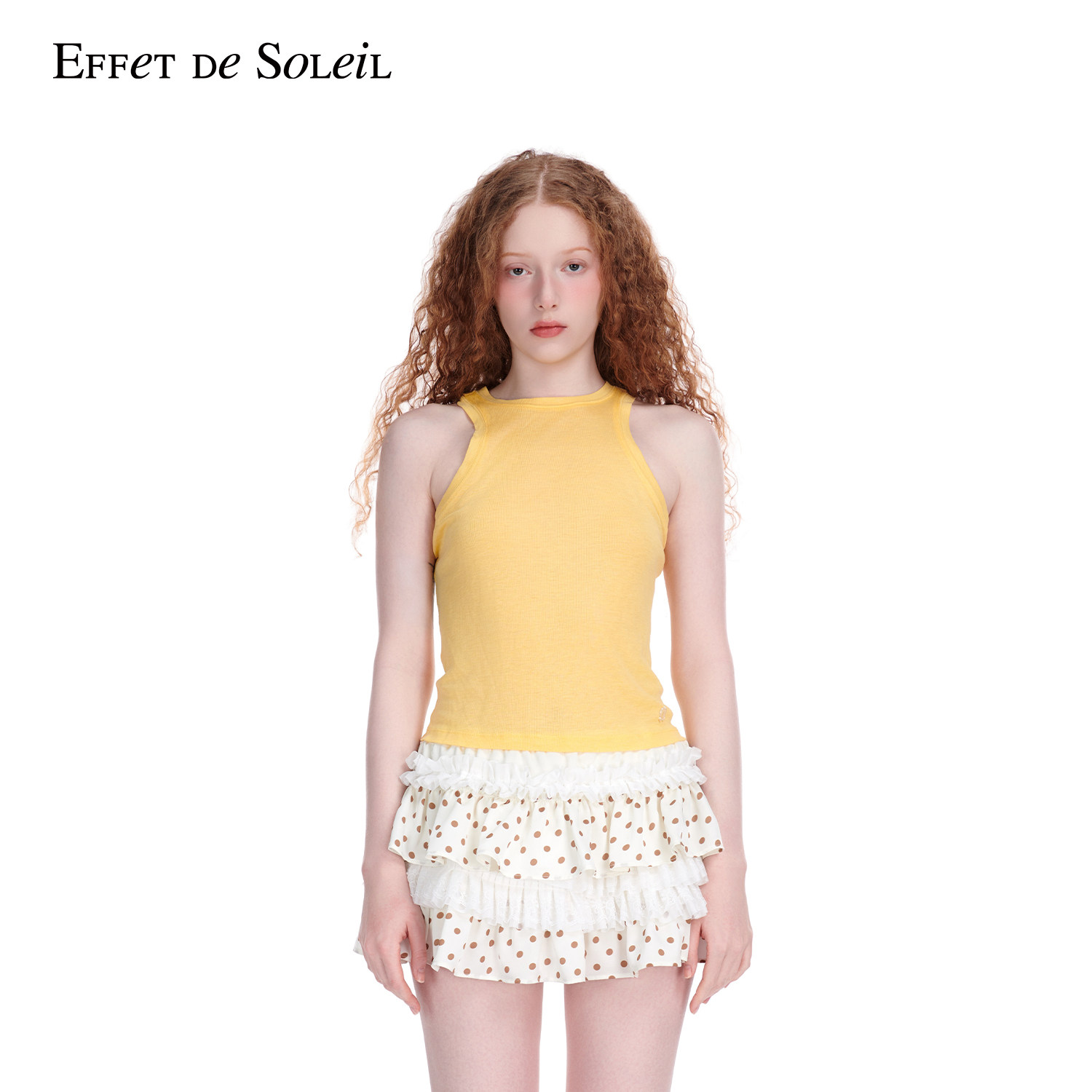 【虞书欣明星同款】Effet de Soleil薄透圆领工字背心上衣女新品