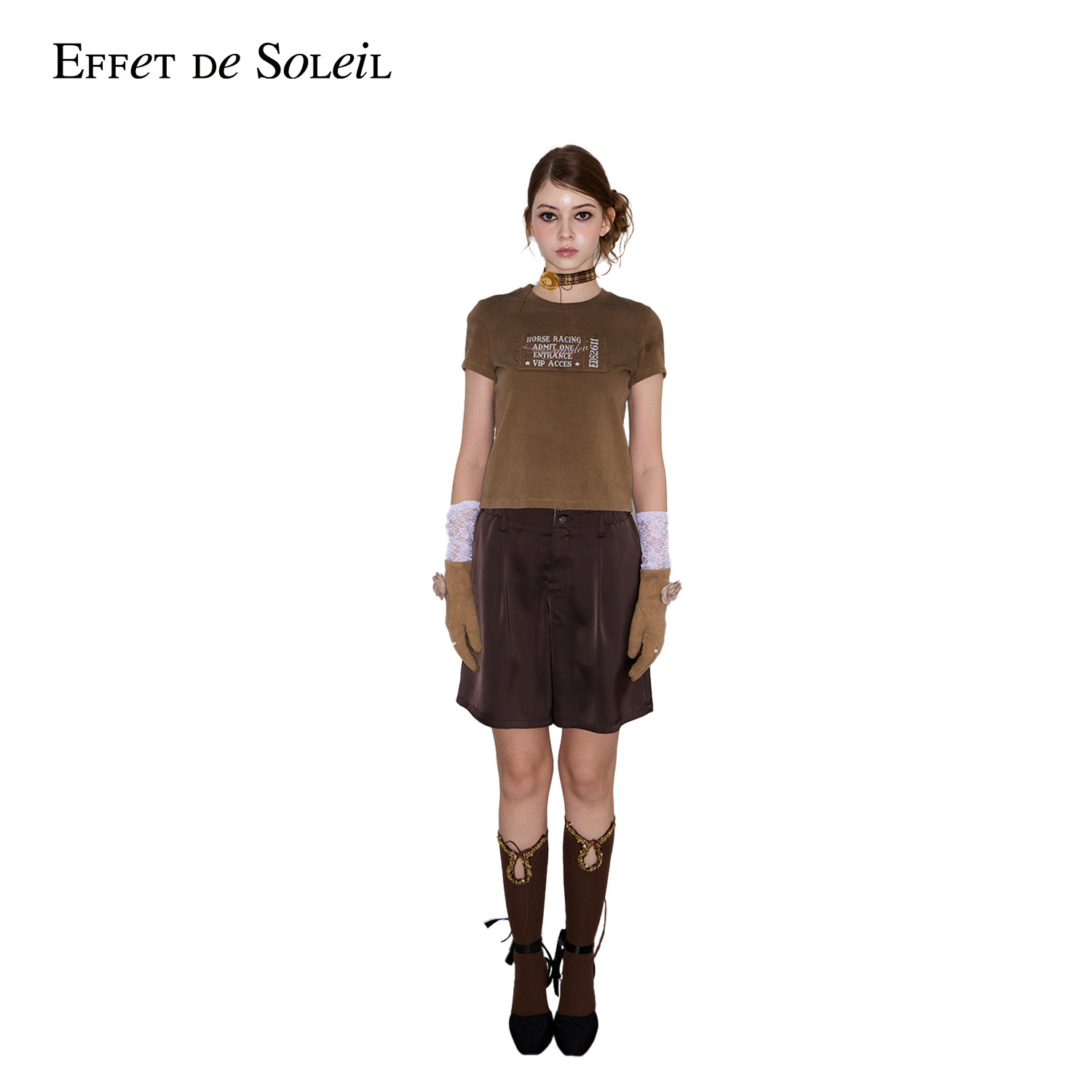 Effet de Soleil三腰头缎面光泽短裤女装新品26夏