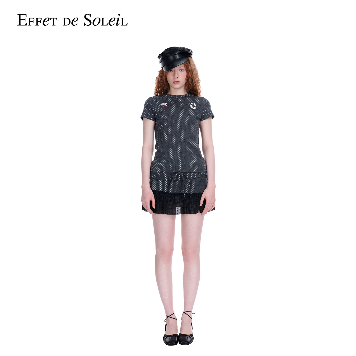 Effet de Soleil翻腰波点短裙半身裙女装新品26夏