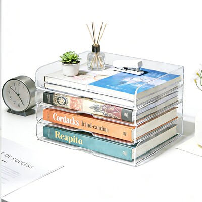 书本收纳架学生文具分层写字台文件资料层级整理桌面盒书桌置物架