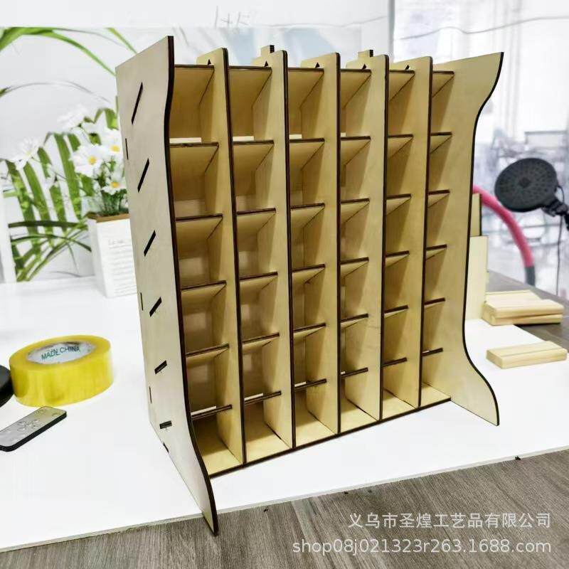 模型工具收纳架 油漆瓶 稀释瓶 木盒桌面 漆架