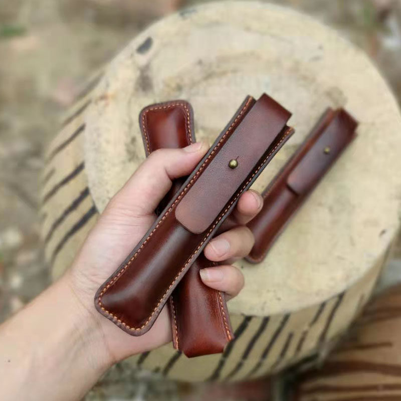 头层牛皮 凌美钢笔笔套 笔袋 笔盒 真皮纯手工牛皮 单支 防摔笔筒