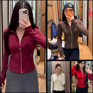 lululemon/露露乐蒙define短款金拉链螺纹瑜伽服外套运动服修身女