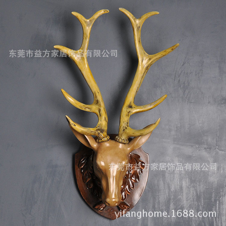 欧式仿真鹿头壁挂件招财有鹿