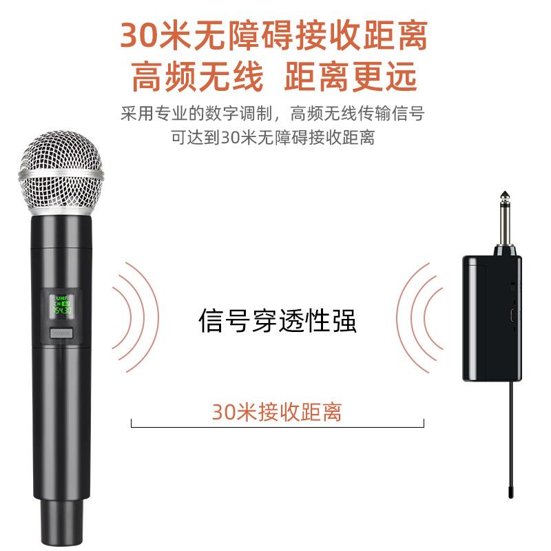 一拖二无线麦克风手持话筒 K歌户外演出舞台家用声卡直播动圈话筒