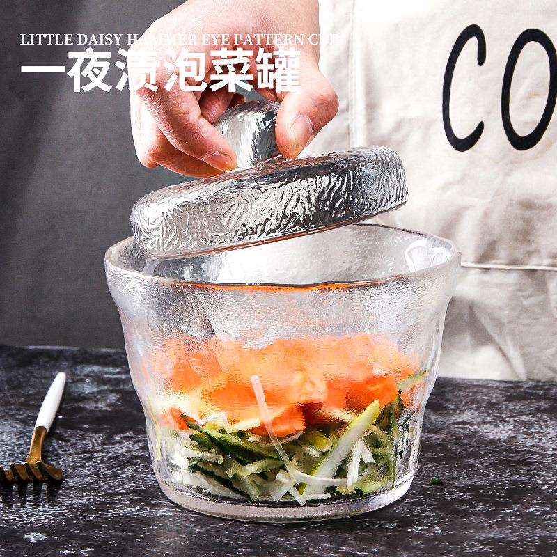 日式一夜渍浅渍泡菜缸玻璃加厚腌菜酸菜泡菜缸家用透明坛子