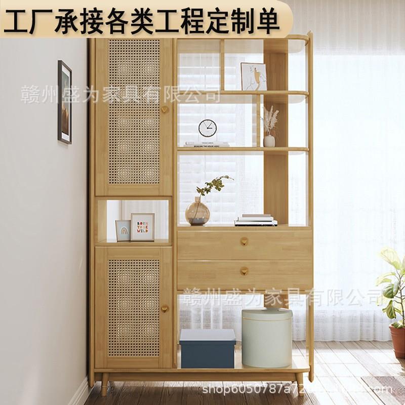北欧实木藤编门厅柜玄关柜入户储物柜现代简约客厅置物柜间厅柜