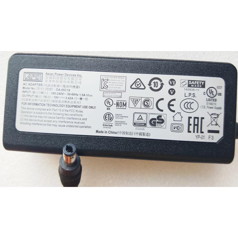 APD亚源19V3.42A电源配接器DA-65C19笔电充电线DC变压器65W