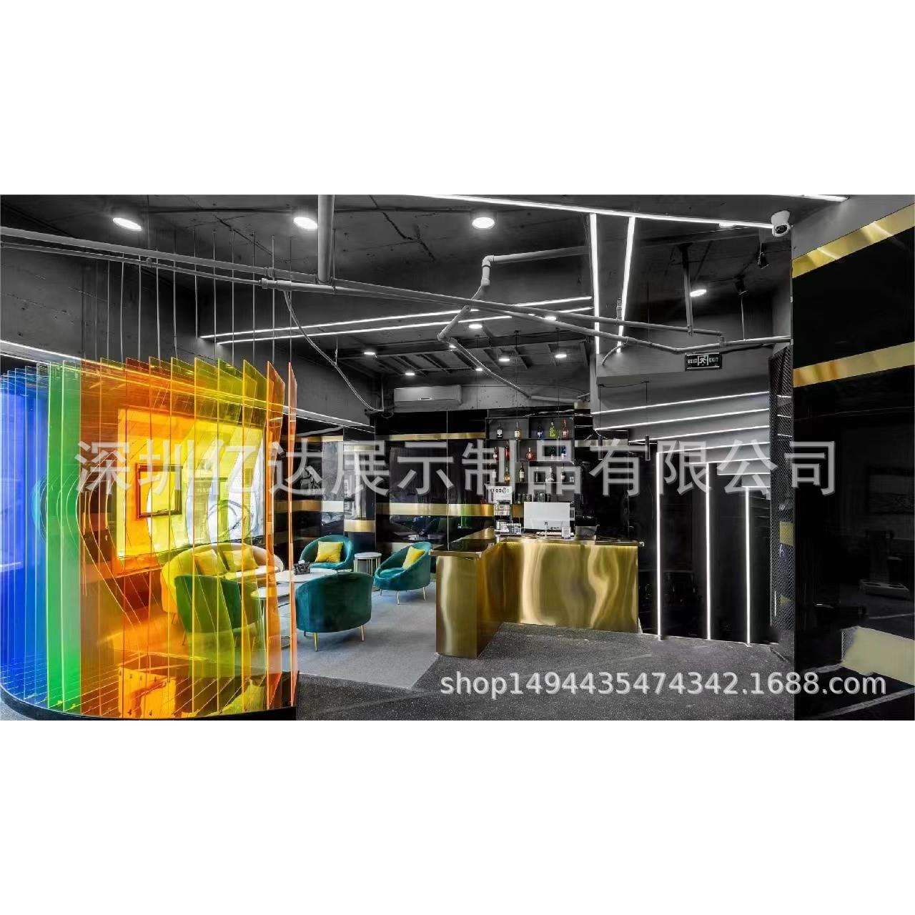 渐变色亚克力板幻彩色磨砂装饰广告牌隔板炫彩半透明展示盒子