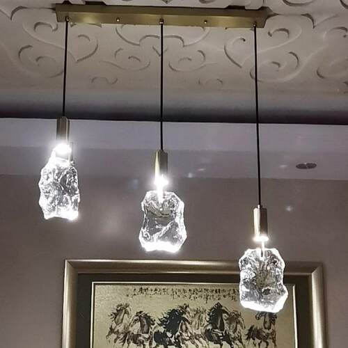 北欧卧室床头冰山吊灯简约轻奢全铜餐厅创意吧台过道楼梯间水晶灯