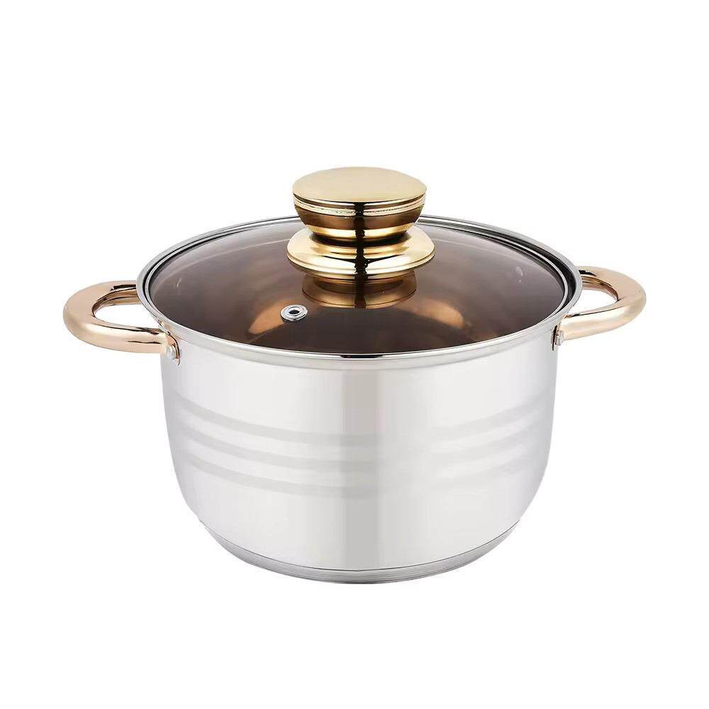 跨境货源不锈钢12件套锅加厚复底奶锅汤锅煎锅炊具套装12PCS pot