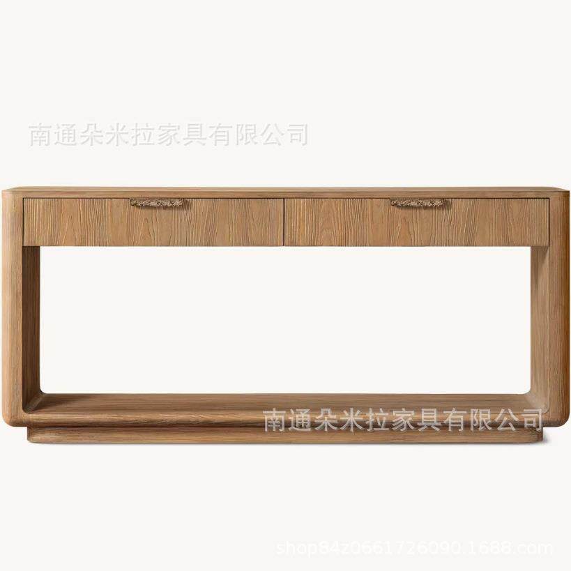 RH美式乡村实木玄关桌法式复古条几柜入户玄关走廊简约装饰门厅桌图片