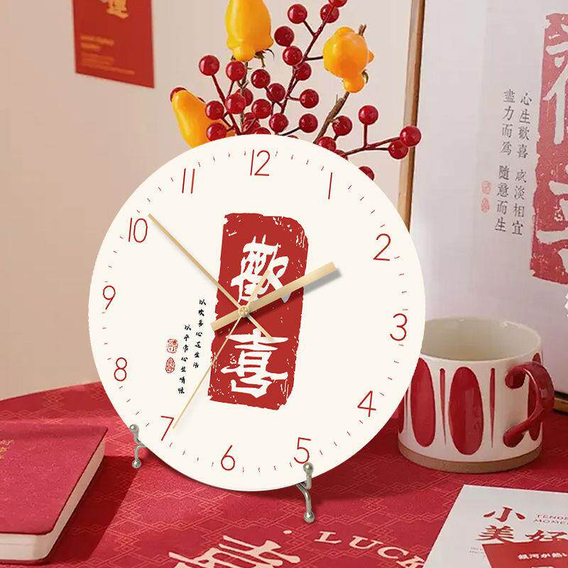 中国风挂钟客厅家用静音台式装饰电视柜时钟结婚婚房钟表桌面摆放