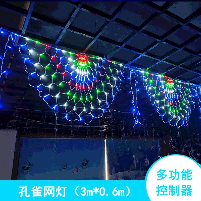 led装饰灯孔雀尾巴渔网灯造型灯3米节日灯彩灯串 厂家
