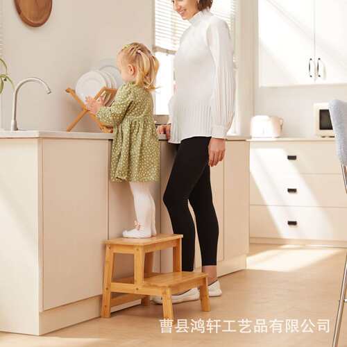 跨境实木踏脚凳儿童木质脚踏台家用双层阶梯凳垫脚凳登高凳子