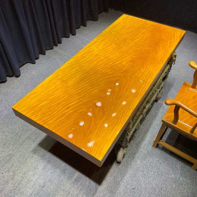 黄花梨茶桌实木大板桌原木画案办公桌茶台奥坎木餐桌家具桌椅组合