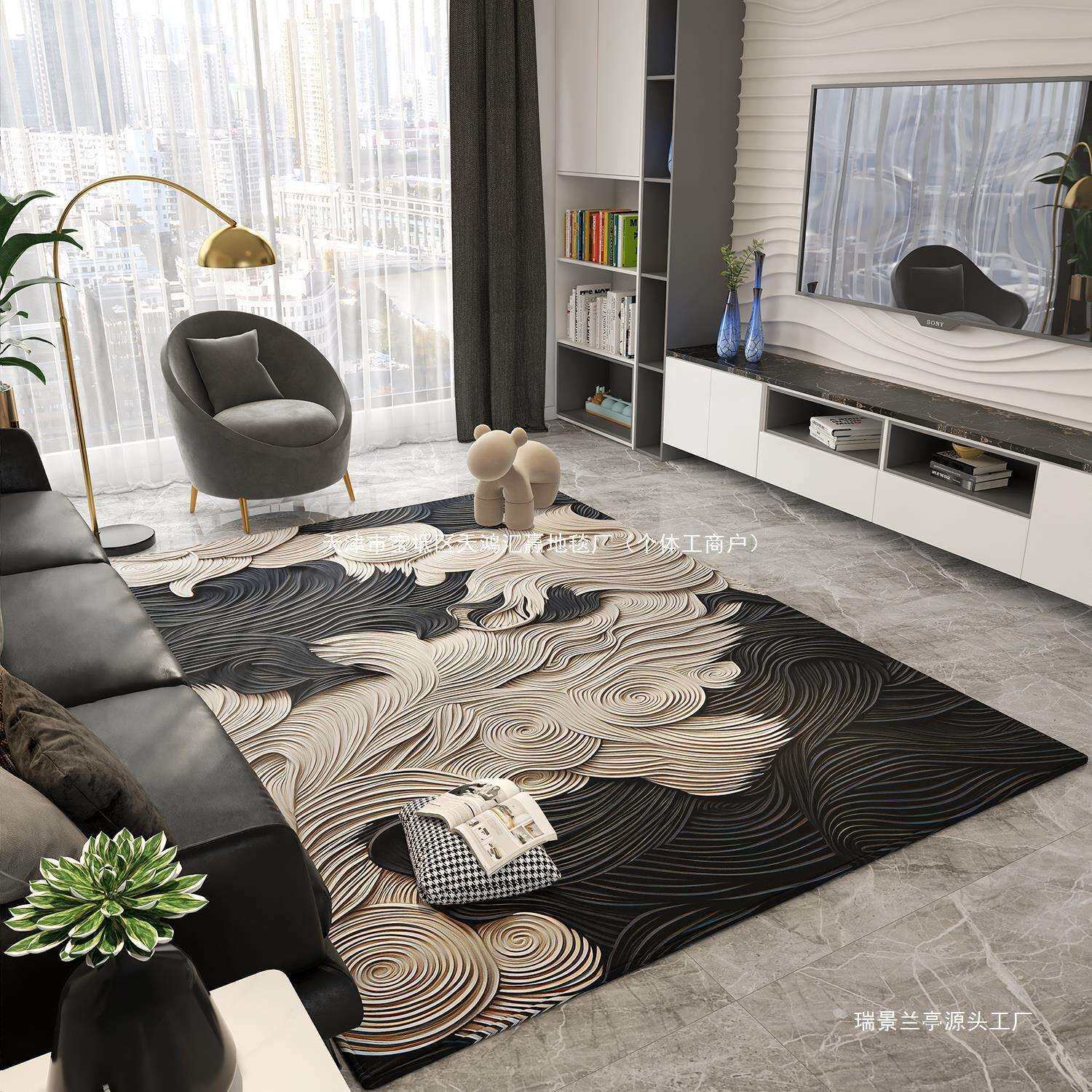 轻奢感家用客厅地毯卧室沙发茶几毯2024新款进门地垫入户门垫绽放