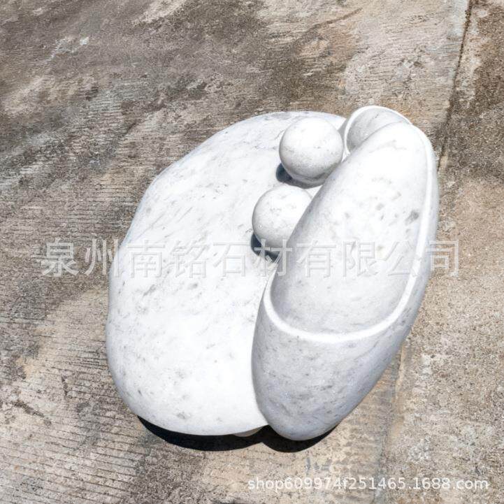 国潮石雕螃蟹 天然石头雕刻横财螃蟹仿古摆件 庭院室内石磐蟹造景