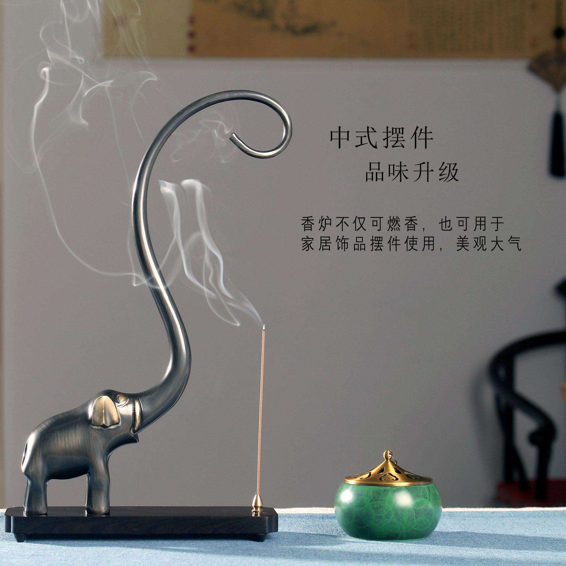 仿古吉象铜炉吊炉大象盘香悬挂式熏香家用创意摆件多用线香倒流炉