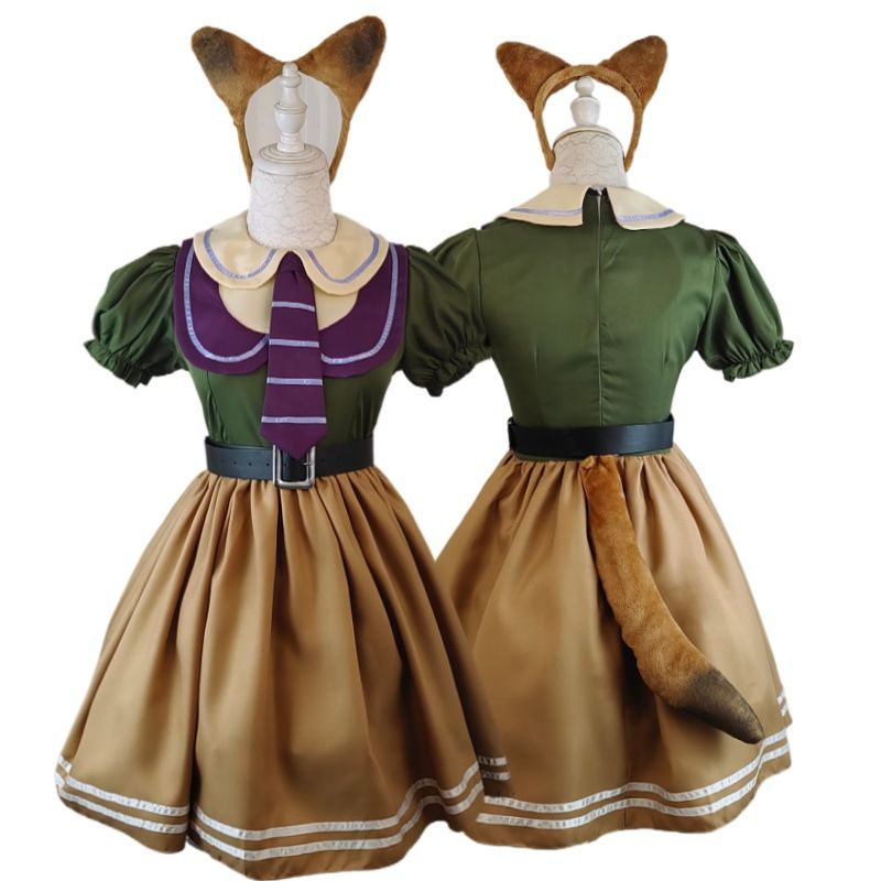 万圣节服装 狐狸角色演出服 女款游戏扮演套装连衣裙尼克cos