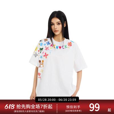 【Achock官方店】潮牌创意卡通涂鸦印花半袖T恤高街情侣圆领短袖