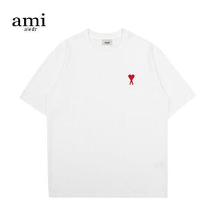 Ami aiedr官方男女情侣短袖夏季新款t恤宽松体恤衫欧美潮牌落肩袖