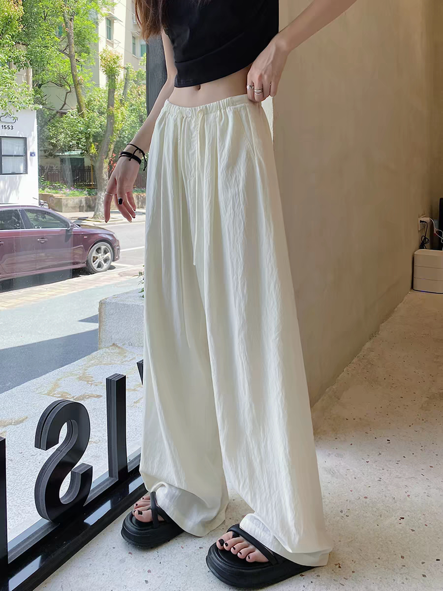 白色阔腿裤女2025新款春夏季裤子宽松垂坠感高级慵懒风拖地休闲裤