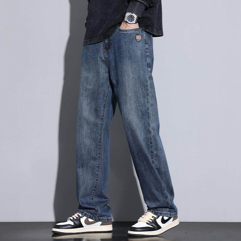 Kuvine夏季薄款宽松直筒牛仔裤男款美式复古莱赛尔天丝休闲长裤子