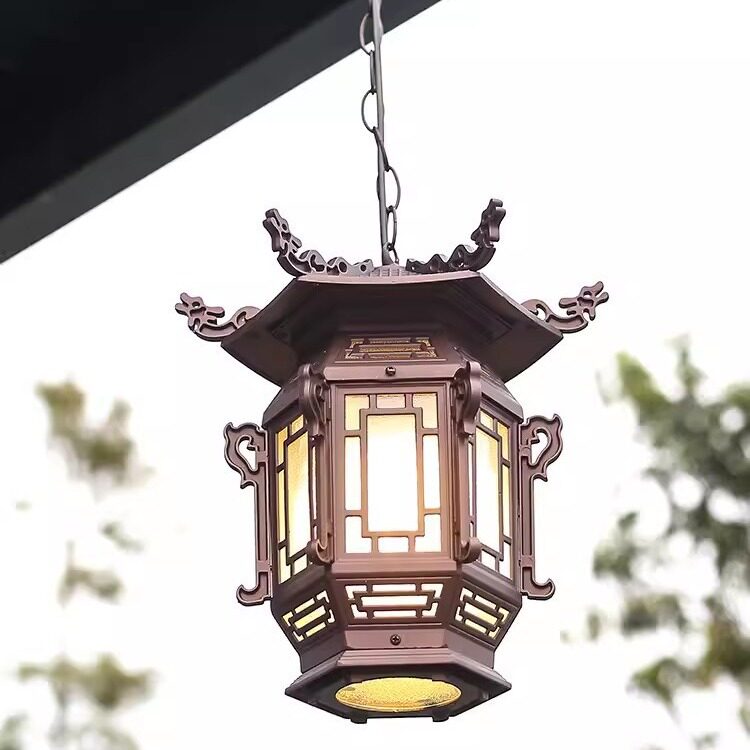 仿古灯笼国风吊灯宫灯中式六角亭古典阳台凉亭庭院门口吊灯花架灯