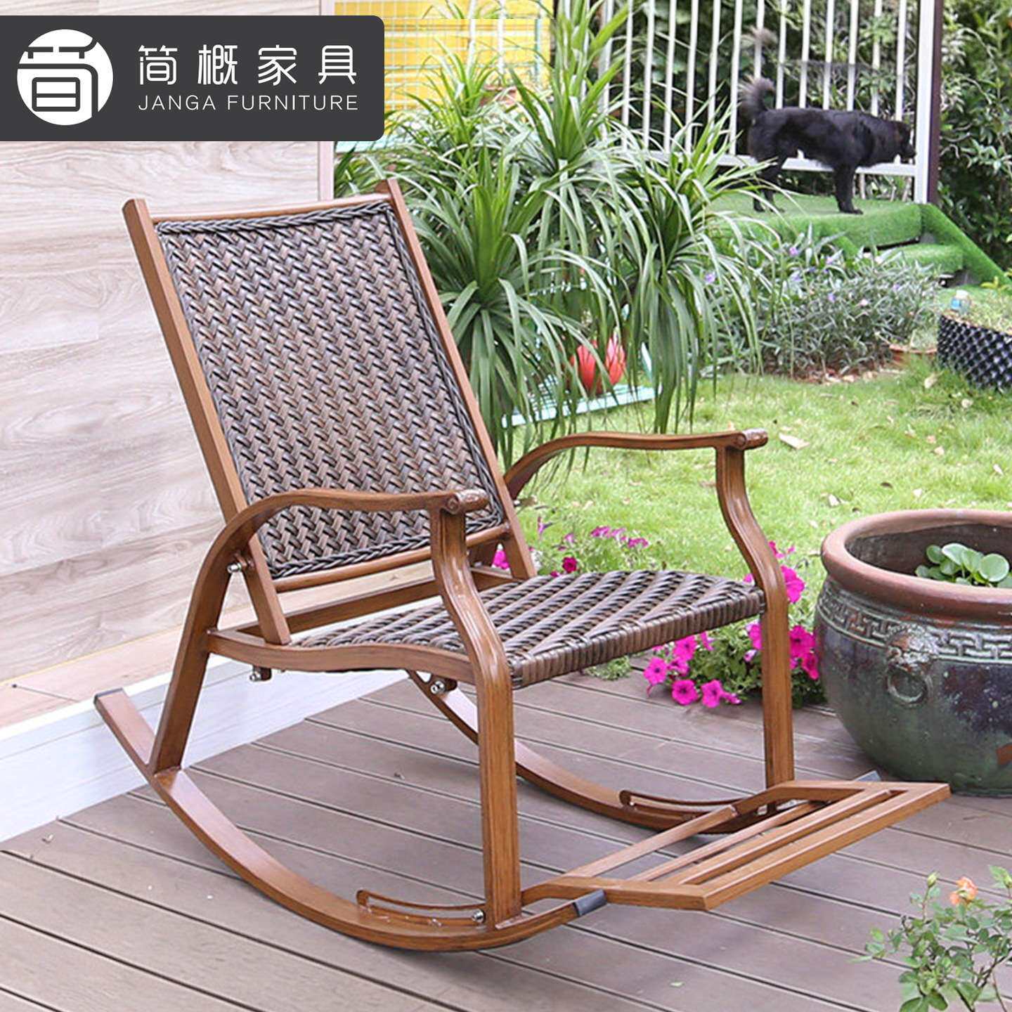 户外别墅阳台摇摇椅茶几组合休闲花园庭院桌椅阳光房金属防水摇椅