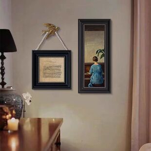 古风玄关装饰画法式餐厅小众高级卧室床头挂画复古客厅组合壁画