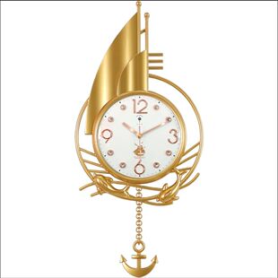 北极星客厅挂钟家用船帆个性豪华中挂钟网红轻奢艺术时尚挂墙餐厅