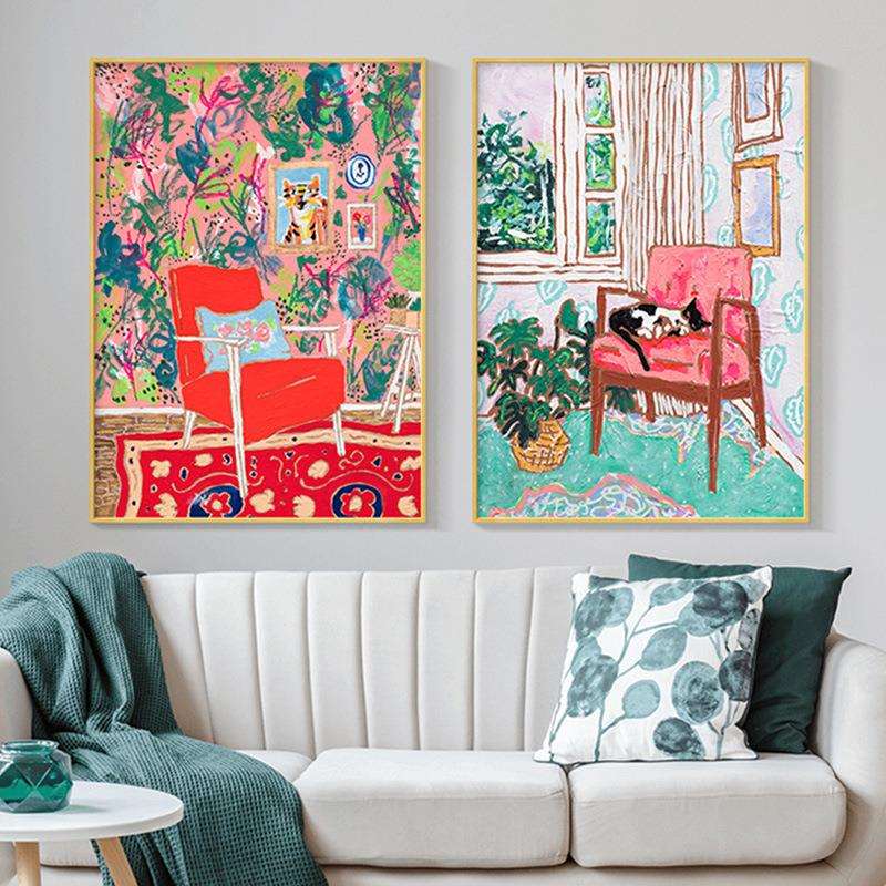 油画大师马蒂斯北欧田园民宿挂画现代简约抽象客厅装饰画艺术插画