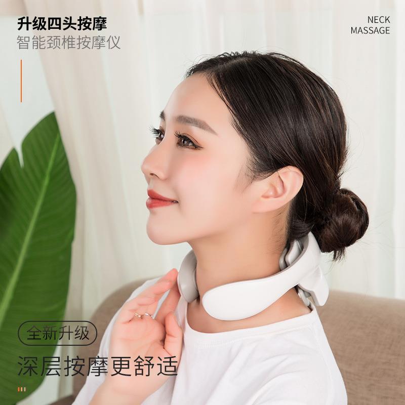 颈椎按摩仪肩颈脉冲舒缓酸痛按摩器家用理疗热敷护颈仪按摩器跨境