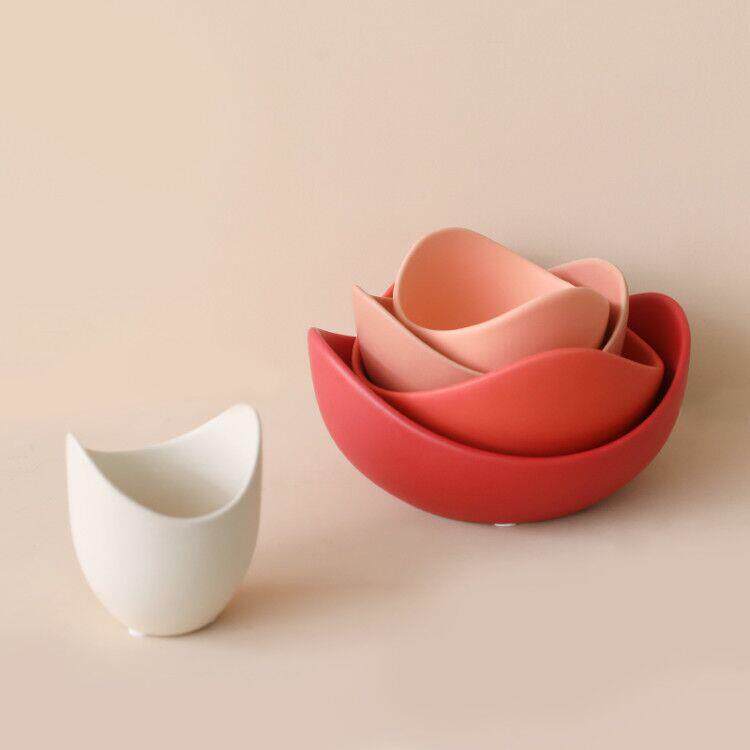 北欧陶瓷莲花造型碗碟工艺品首饰盘糕点水果首饰收纳盘创意摆件