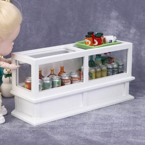 1:12娃娃屋dollhouse迷你家具商场商店微场景摆件白色柜子展示柜