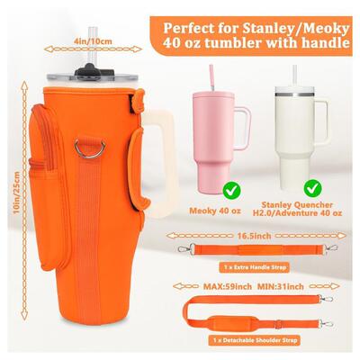 stanley套装带手机口袋的水瓶提袋与Stanley/Meoky40盎司带多色
