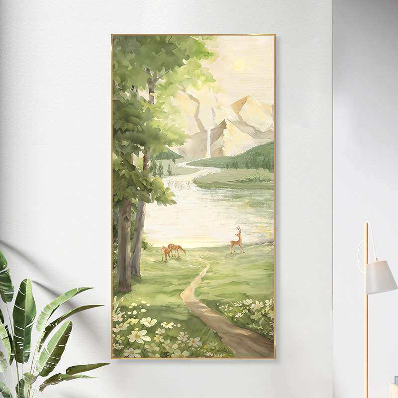玄关装饰画现代简约奶油风客厅走廊过道壁画样板间小清新晶瓷挂画