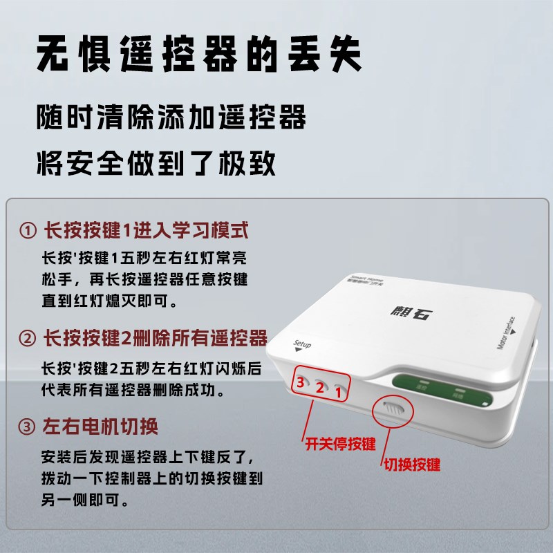 卷帘门控制器链条电机控制盒管状电机通用卷闸门遥控器车库门