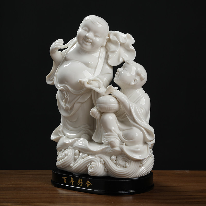 戴玉堂陶瓷和摆件百年好合佛像德化白瓷客厅工艺新婚礼物家居饰品