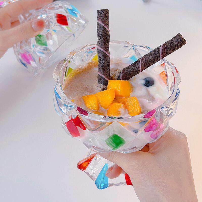 彩绘甜点杯冰淇淋杯甜品脚雪糕奶昔酸奶刨冰碗创意网红颜值