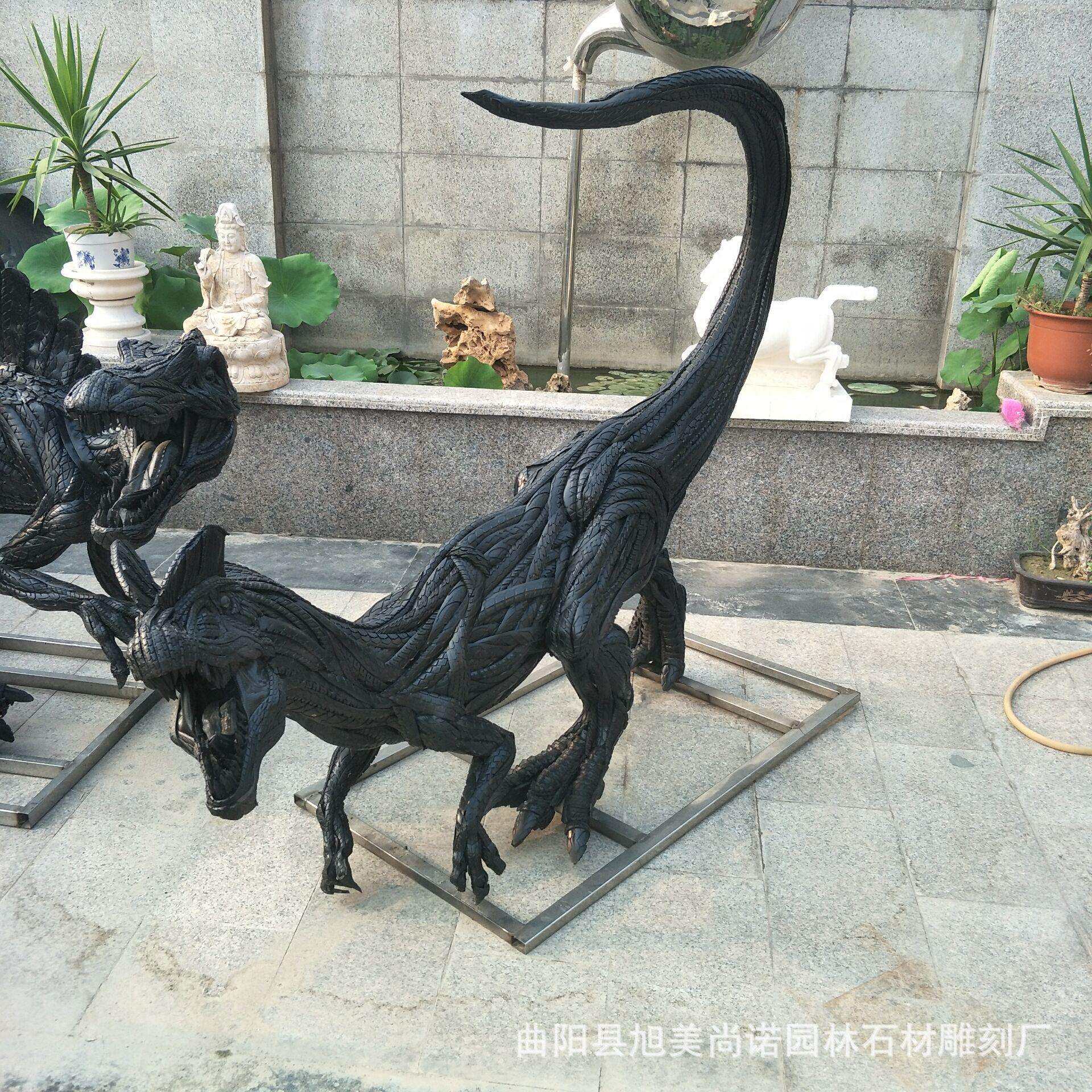 厂家供应废旧轮胎雕塑 公园广场步行街轮胎恐龙动物制作摆件