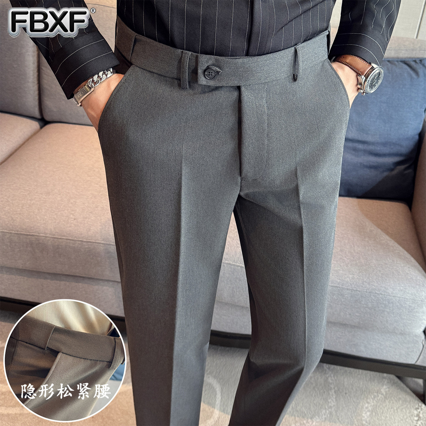 商务风灰色西裤秋季男装2026新款