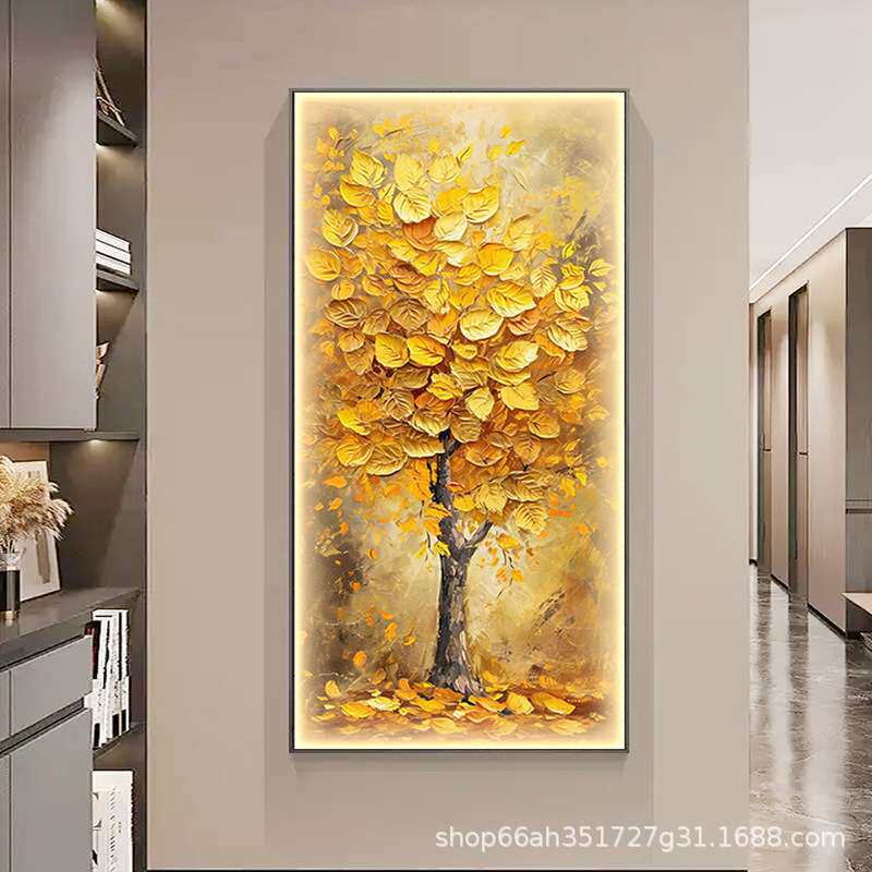 发财树入门玄关装饰画高端走廊过道大气好寓意挂画现代简约新壁画