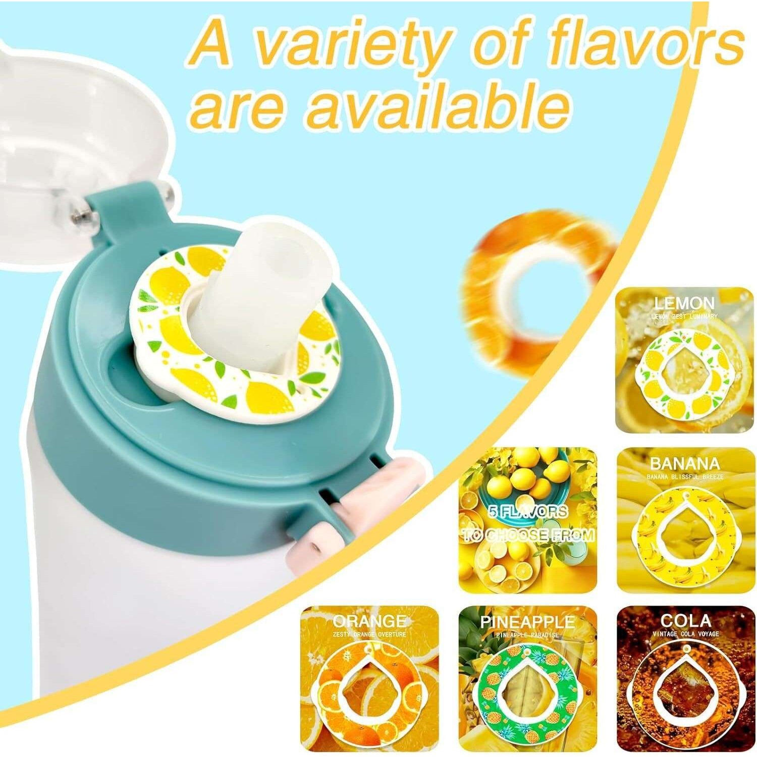 创意闻气味水瓶750ml玩味果味水瓶0糖0卡空气玩味香味杯带7个味环