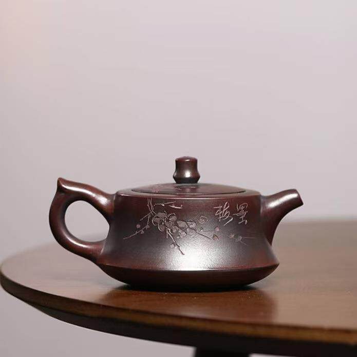 正宗宜兴紫砂壶原矿高温老紫泥点梅卡口柱础壶高档功夫泡茶壶茶具