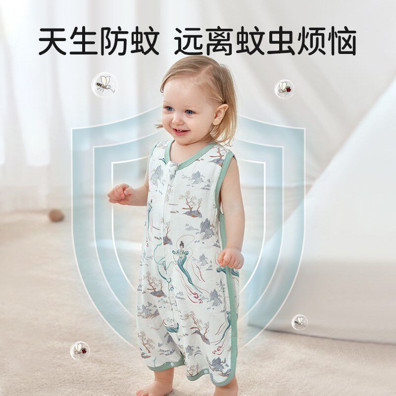欧孕小桉心婴儿睡袋春夏薄款桉树纱布宝宝背心睡袋儿童防踢被神器